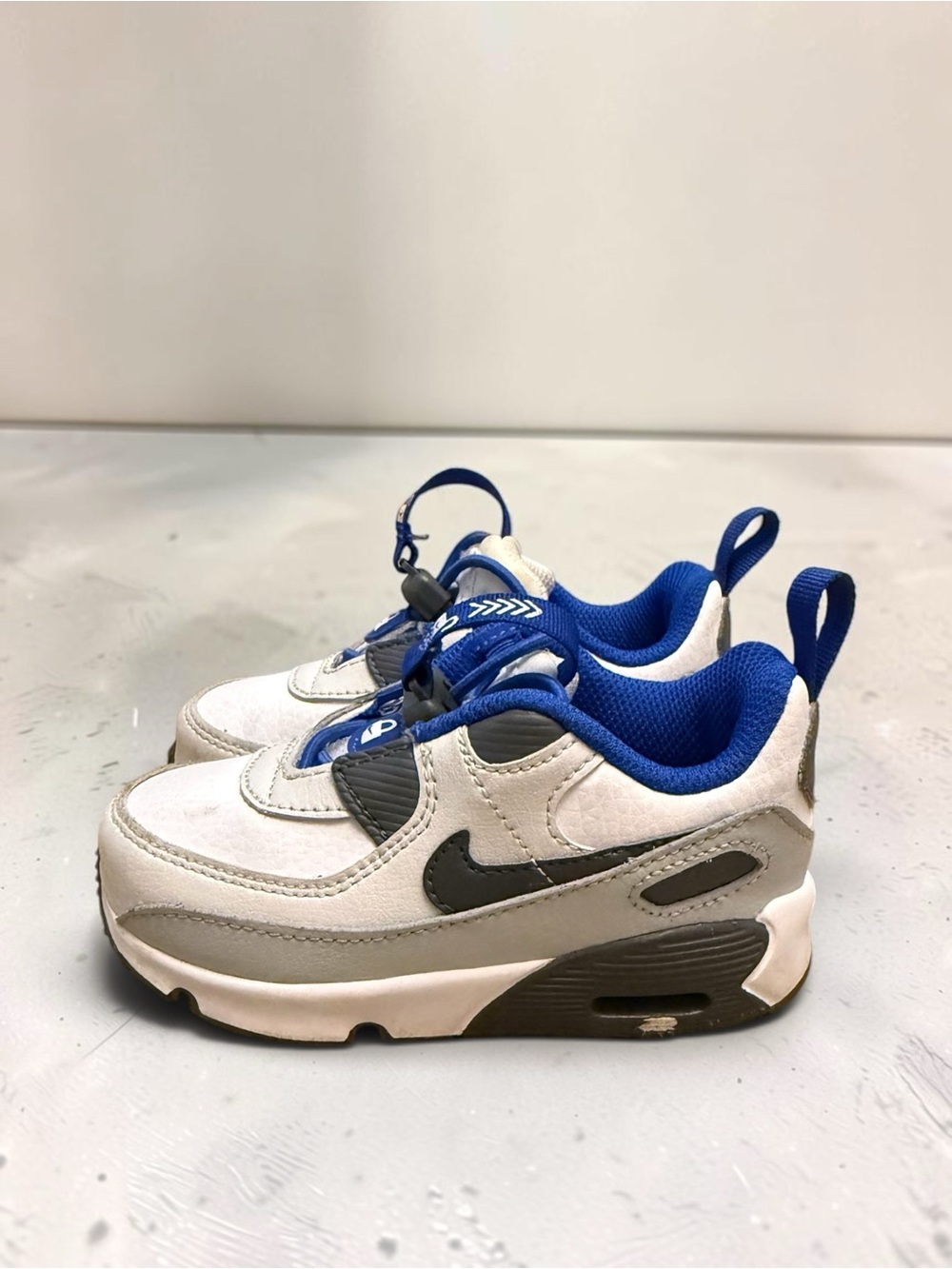 Nike Air Max 90 Toggle TD Toddler Shoes White Grey Fog Size 7C